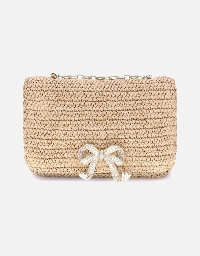 Bow Raffia Shoulder Bag Women - Beige