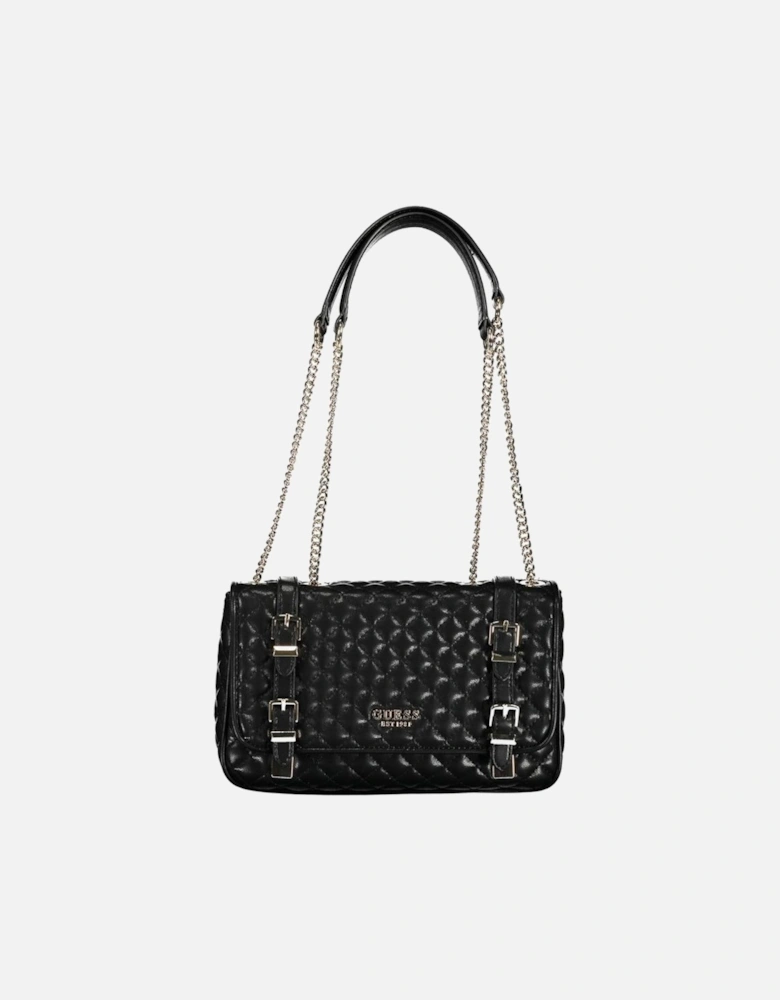 Chain Shoulder Bag with External and Internal Pockets Women - Black