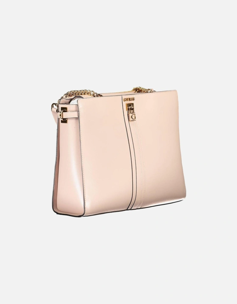 Chain Shoulder Bag with Logo and Multiple Pockets Women - Pink