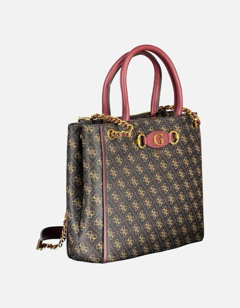 Structured Leather Tote with Chain Handles Women - Brown Handbags