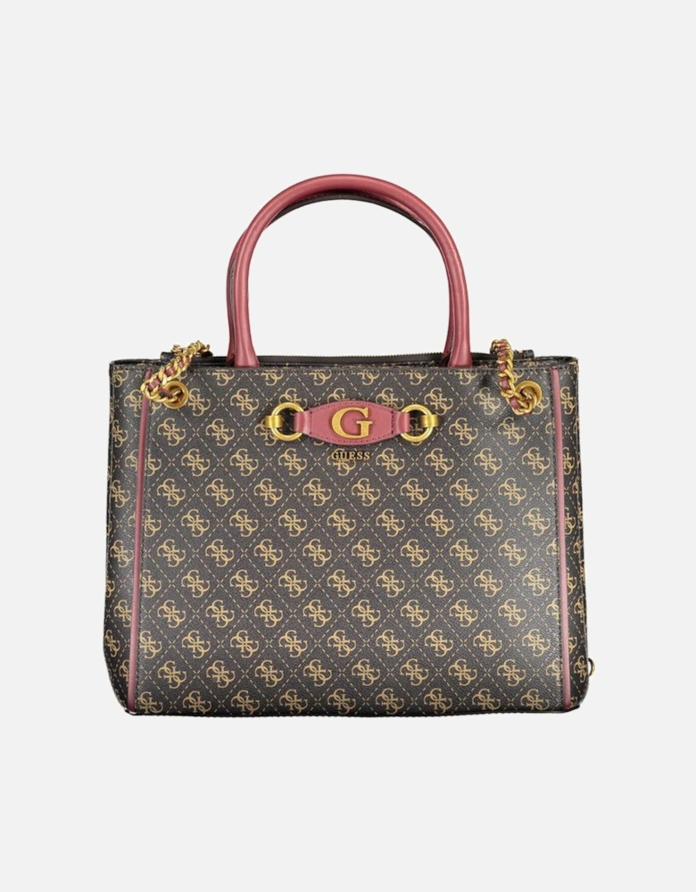 Structured Leather Tote with Chain Handles Women - Brown Handbags