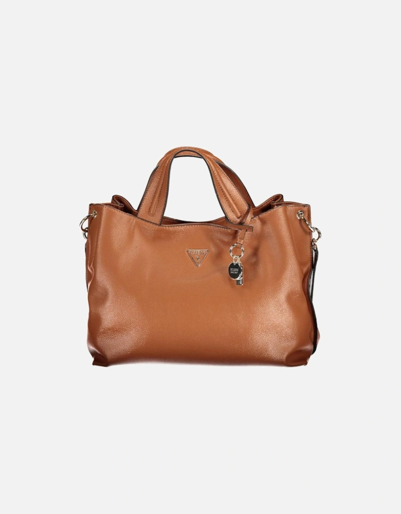 Leather Shoulder Bag with Contrasting Details Women - Brown Handbags