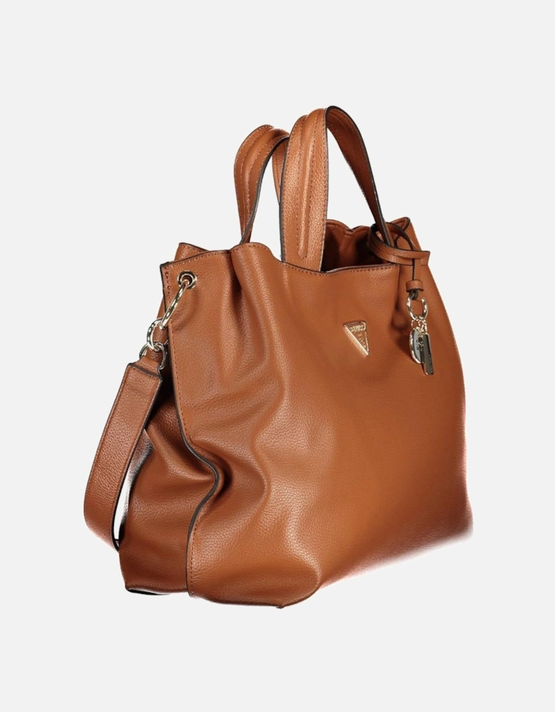 Leather Shoulder Bag with Contrasting Details Women - Brown Handbags