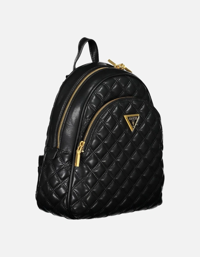 Stylish Backpack with Adjustable Straps and Logo Women - Black