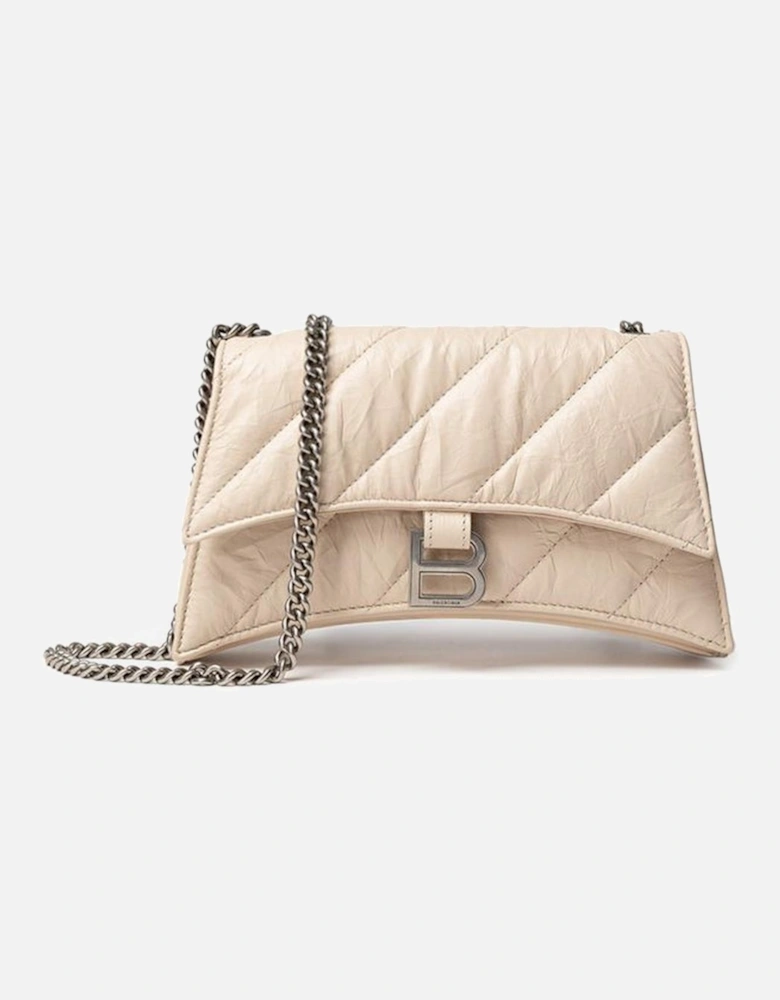 Small Quilted Leather Crush Bag with Chain Women - Beige Shoulder Bags