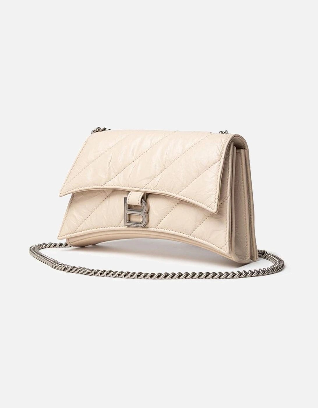 Small Quilted Leather Crush Bag with Chain Women - Beige Shoulder Bags