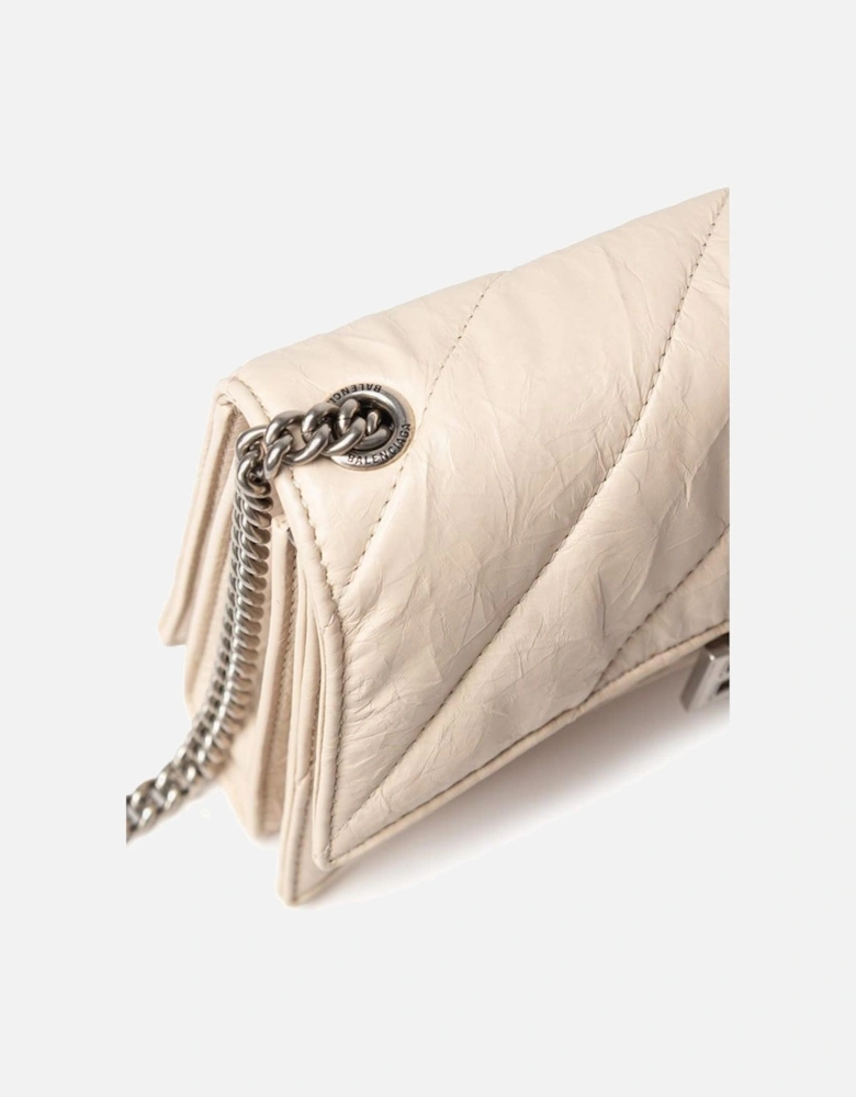 Small Quilted Leather Crush Bag with Chain Women - Beige Shoulder Bags