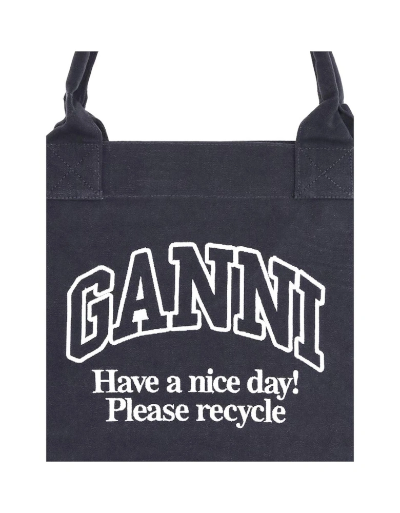 XXL Canvas Tote Bag with Eco-Friendly Print Women - Black Handbags