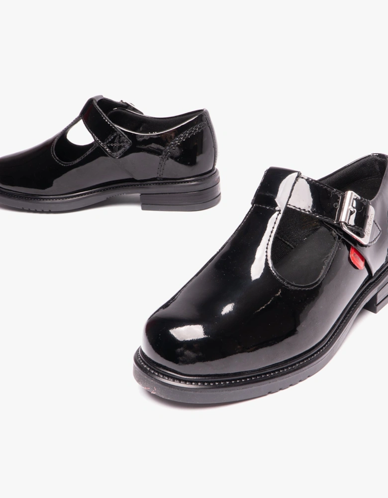 LACH T-BAR PATL JF Girls School Shoes Black