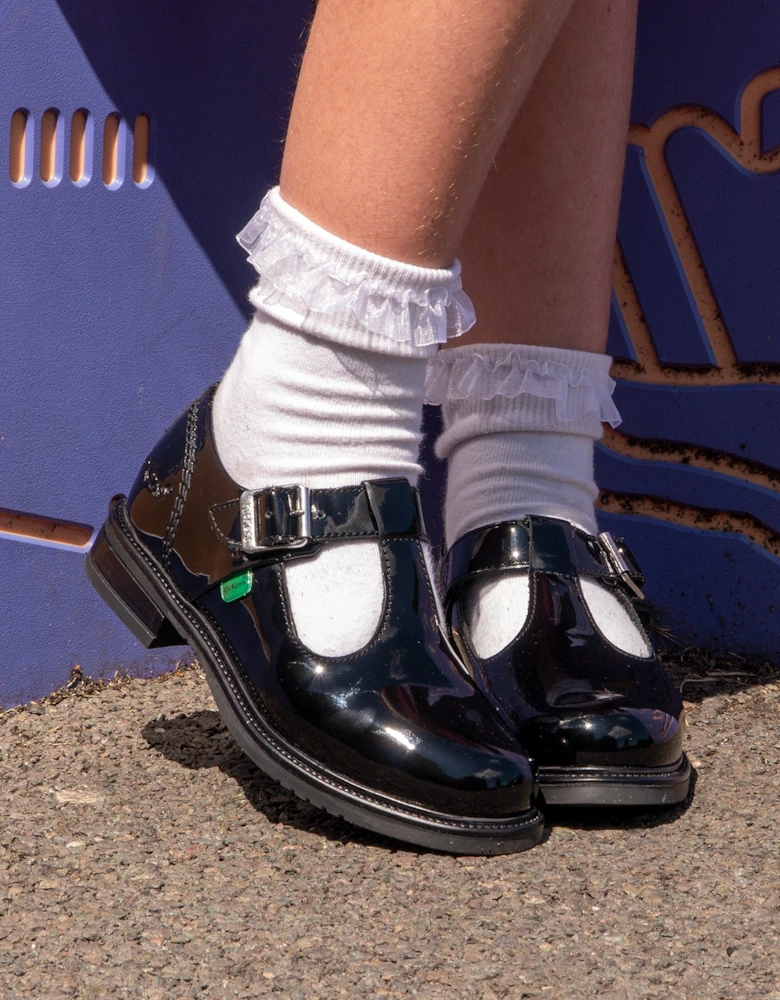 LACH T-BAR PATL JF Girls School Shoes Black