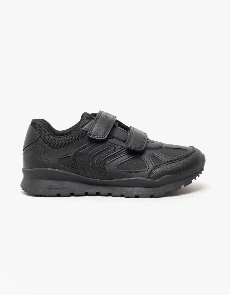 PAVEL B Boys Touch Fasten School Trainers Black