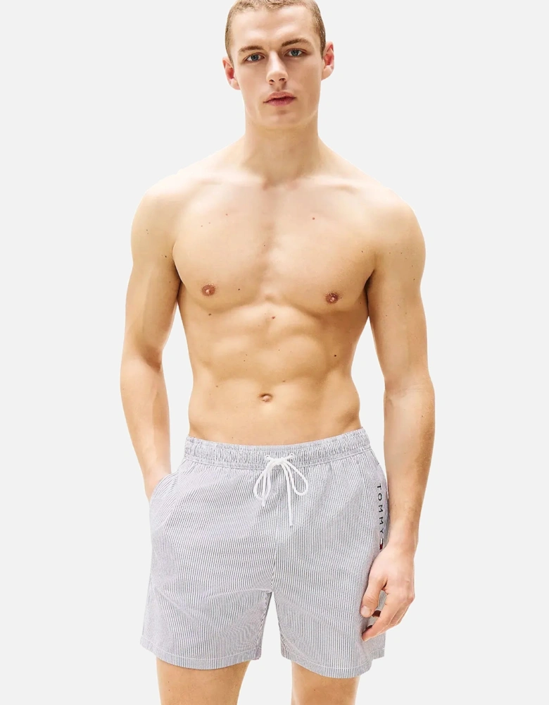 Original Stripe Mid Length Swim Shorts, Ithaca White/Desert Sky