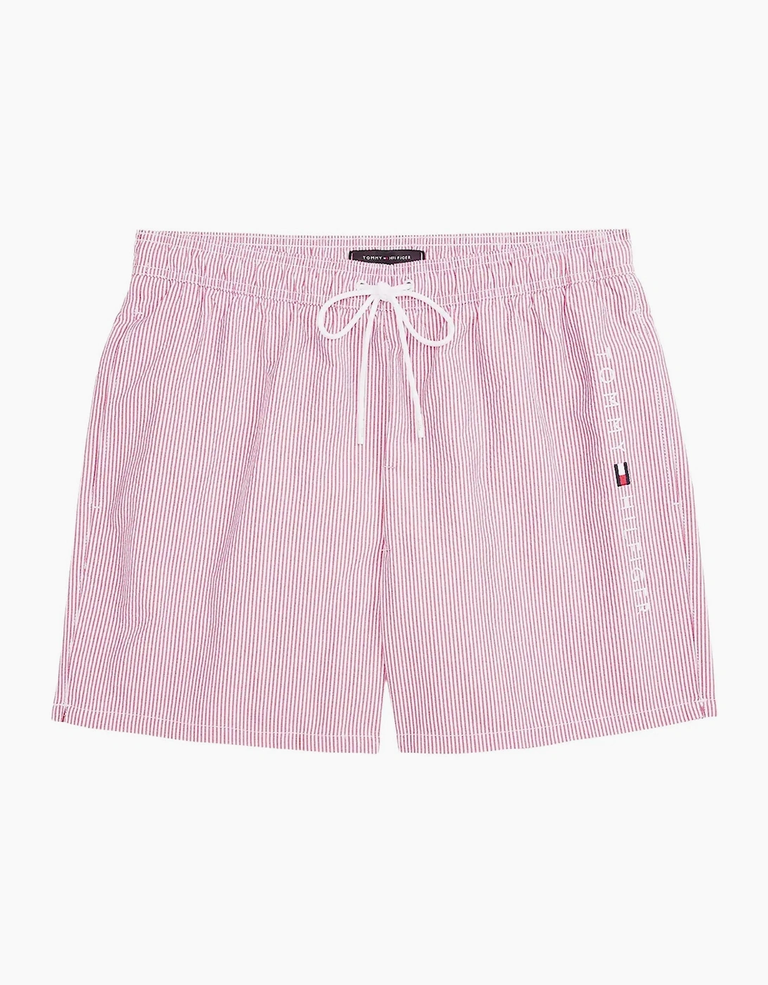 Tommy Hilfiger Men's Original Stripe Mid Length Swim Shorts, Ithaca White/Medium Red - Blue - Size: 35/34/32