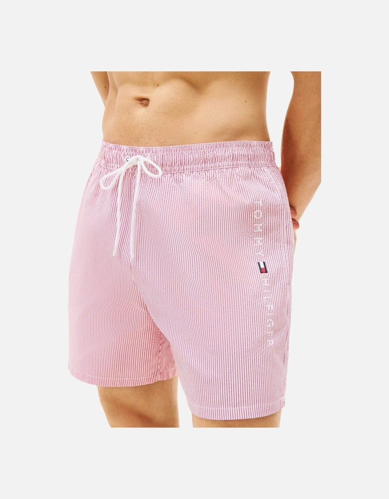 Original Stripe Mid Length Swim Shorts, Ithaca White/Medium Red