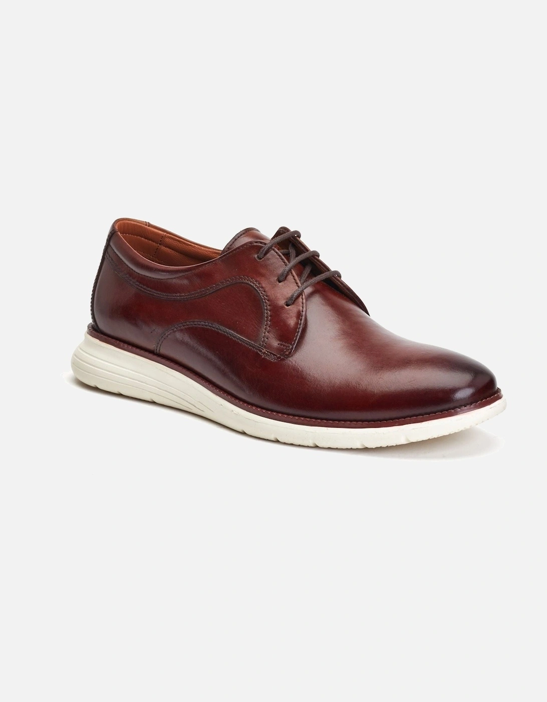 London Wing Leather Men's Burnt Brown Derby Shoes, 7 of 6