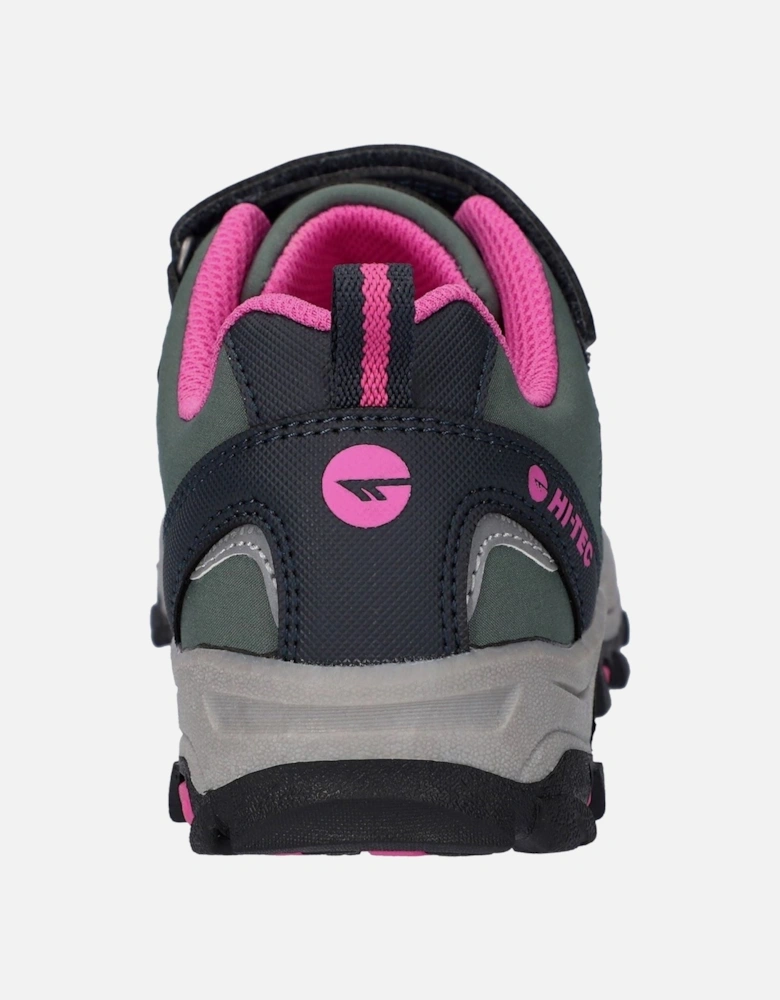 Blackout Low Polyester Soft Shell Girls's Dark Forest/India Ink/Pink Hiking Boots