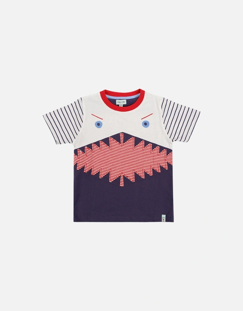 Boys Multicoloured Shark Applique T-Shirt - Multi