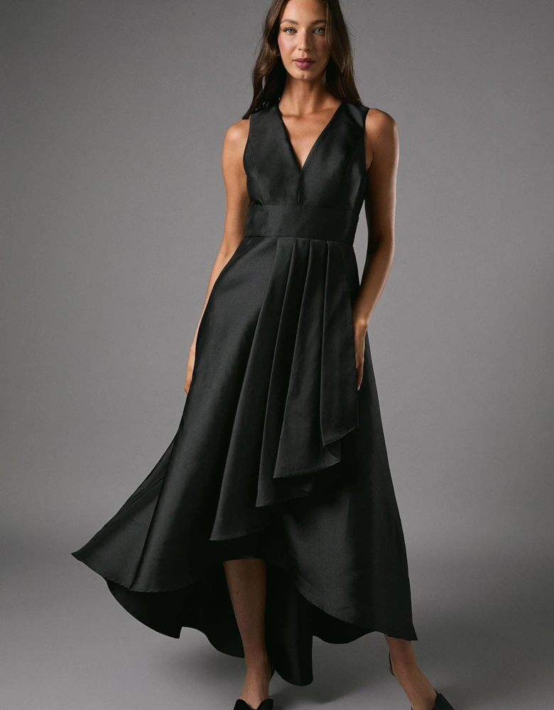 Honoured Petite Sleeveless Plunge Waterfall Twill Maxi Bridesmaid Dress