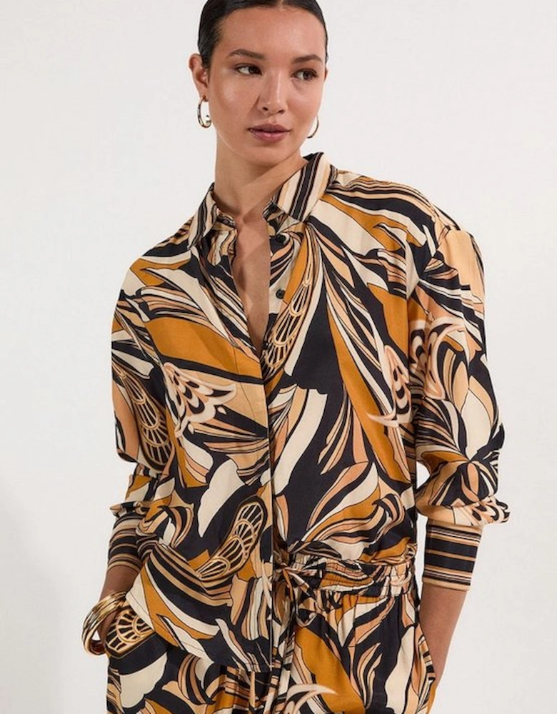 Beach Border Print Spun Viscose Shirt