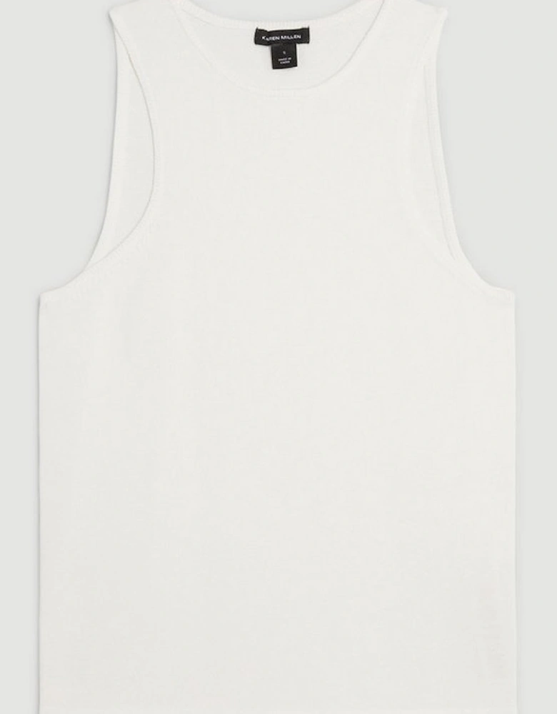 Dry Handle Viscose Blend Knit Racer Vest