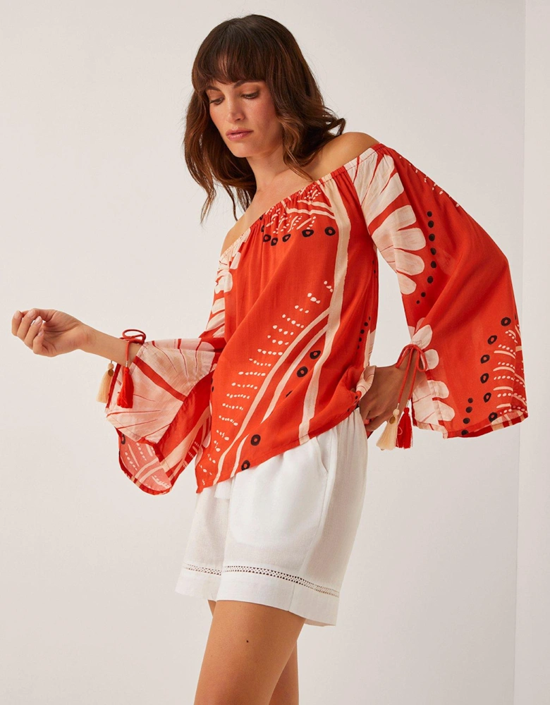 Nara Bardot Top - Rust Orange