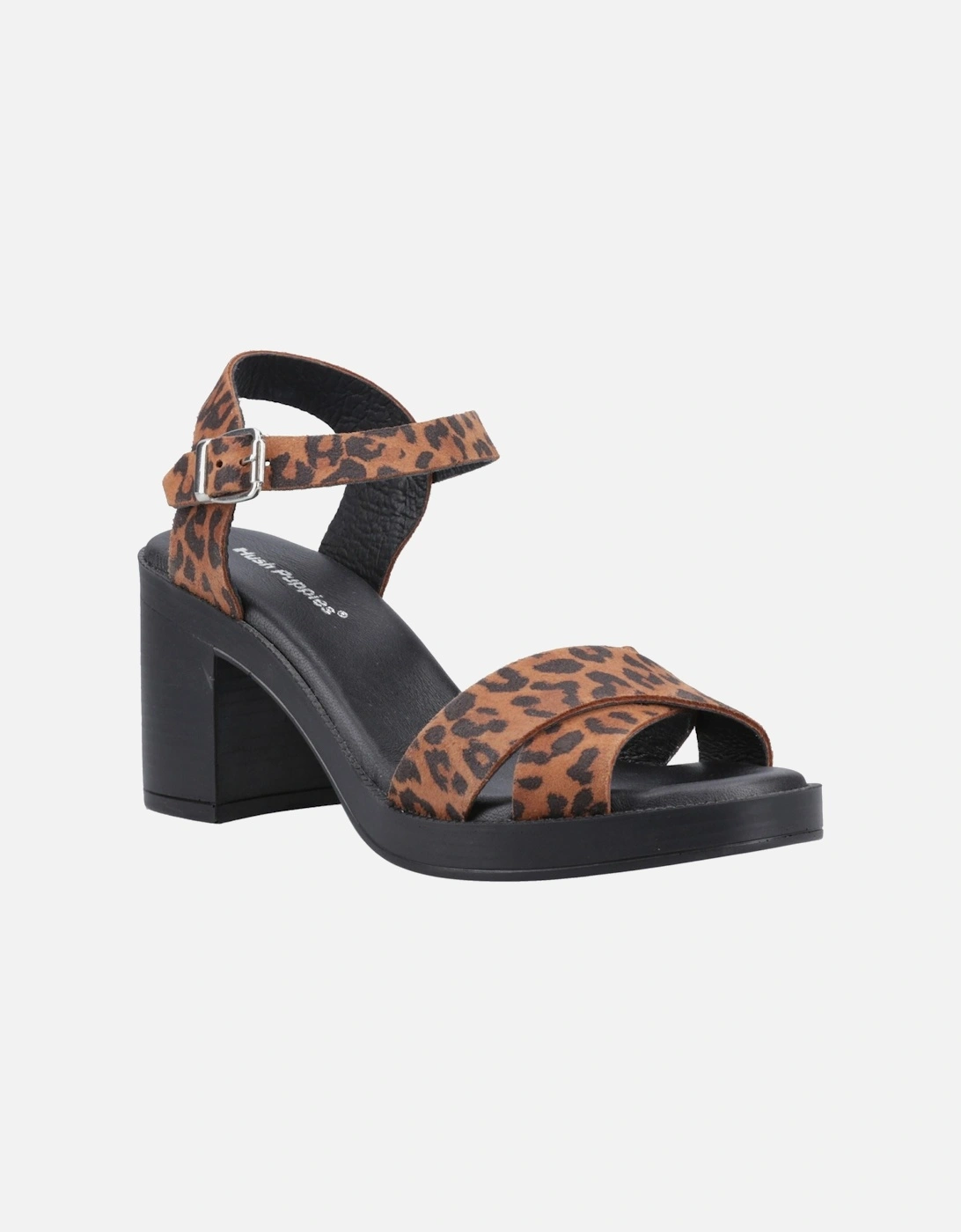 Hush Puppies Women's Brown Georgia Leather Leopard Sandals - Size UK 7 / Eu 40 / Us 8