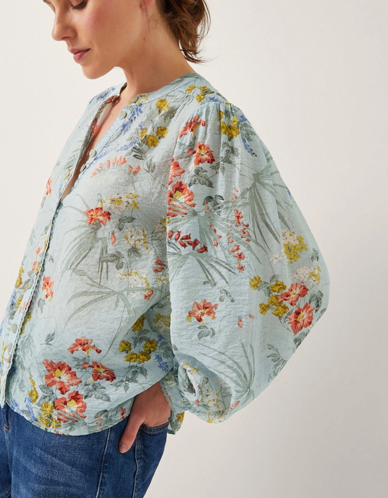 Jesse Print Shirt - Pale - Blue