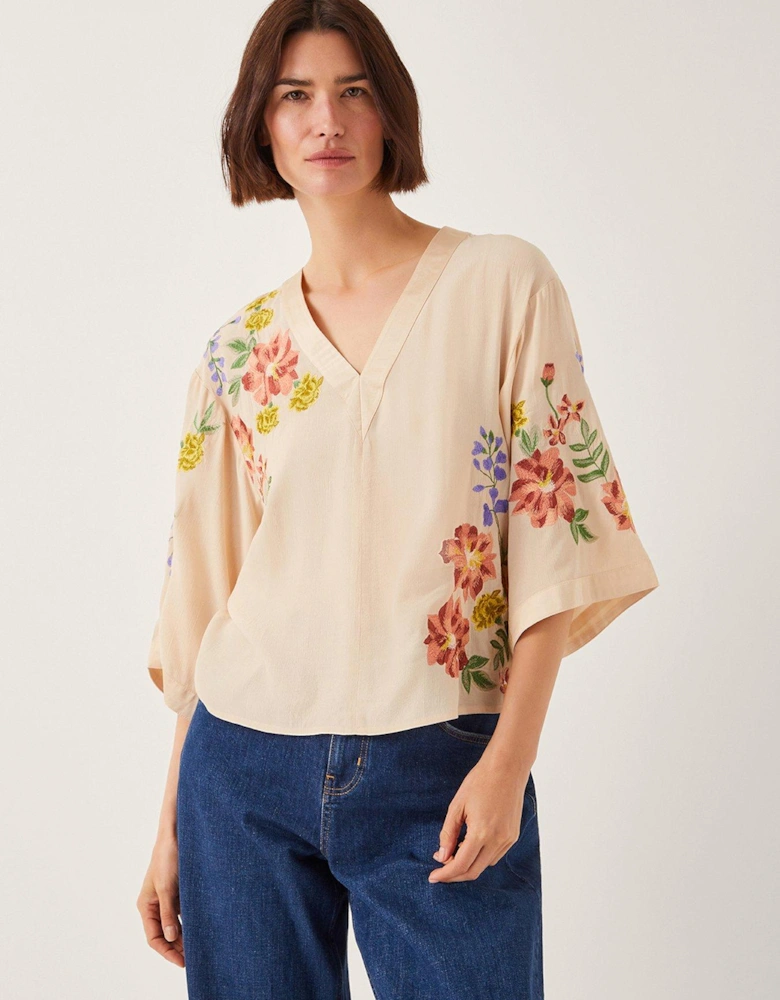 Sylvia Emb Tie Top - Apricot