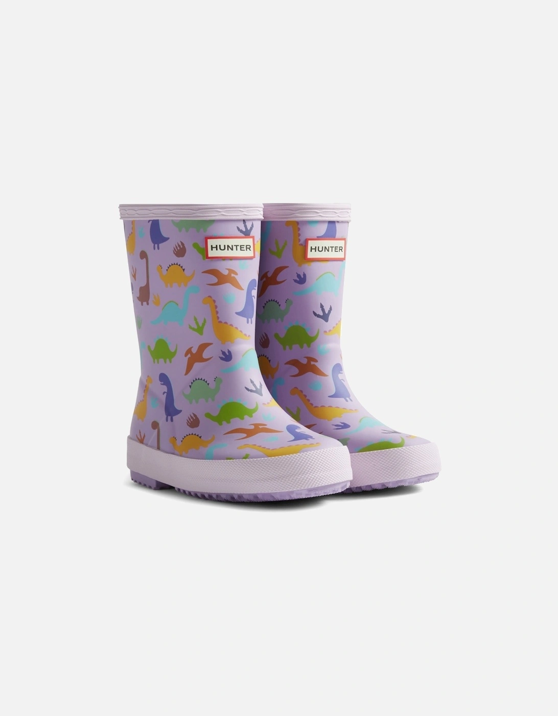 Hunter Girls Purple 'S Dinosaur Boot Rubber Dinosaur Wellington Boots - : Size 8 Kids