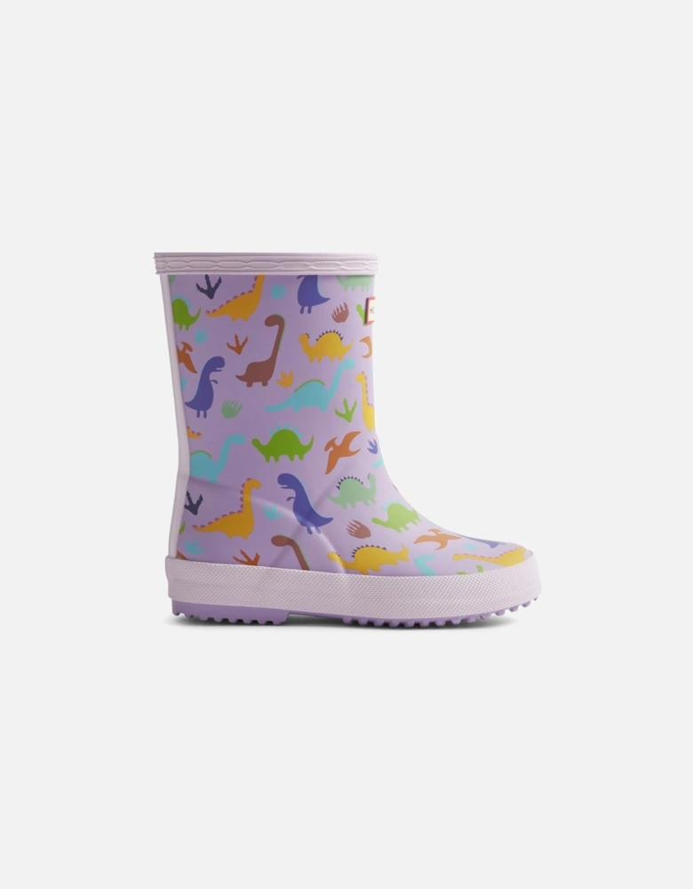 Kids Dinosaur Boot Rubber Purple Dinosaur Wellington Boots
