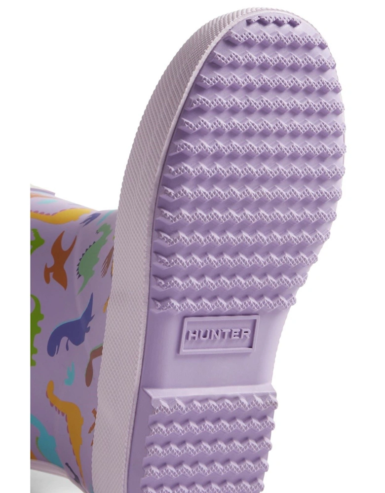 Kids Dinosaur Boot Rubber Purple Dinosaur Wellington Boots