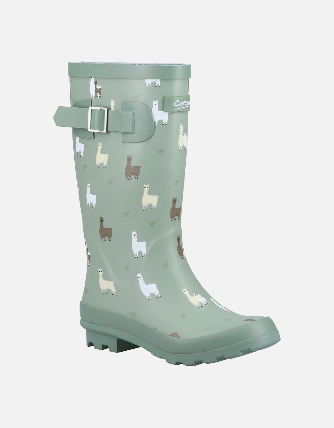 Cotswold Farmyard Junior Rubber Alpaca Wellington Boots - Green - Size: UK 3 / eu 36 / us 4
