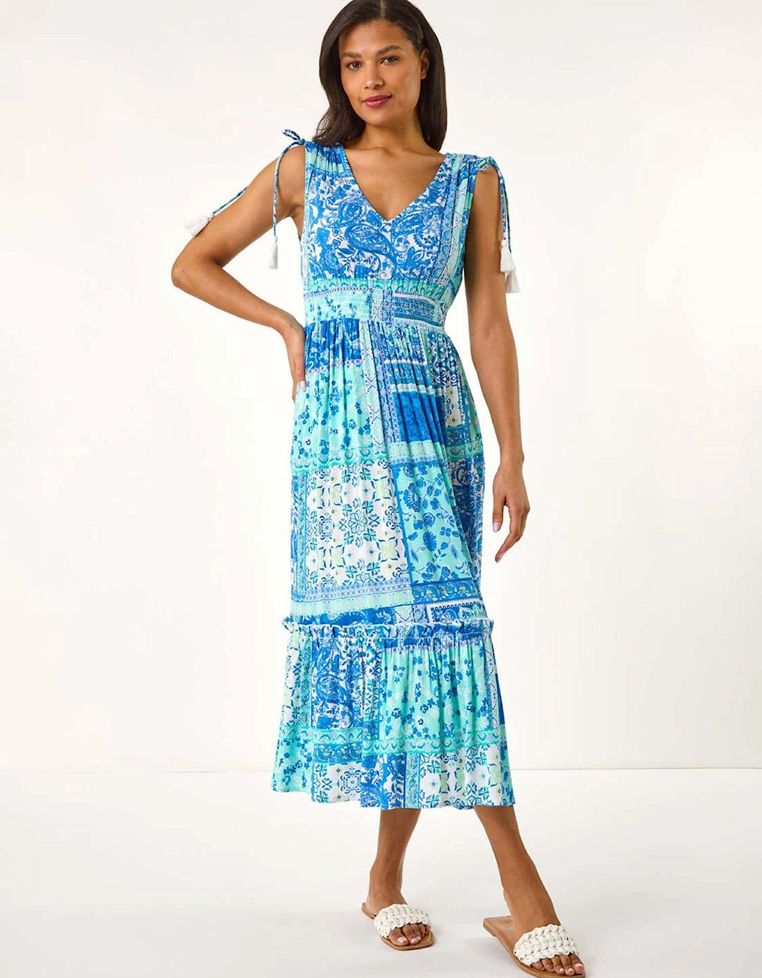 Patchwork Shimmer Maxi Dress - Blue, 2 of 1