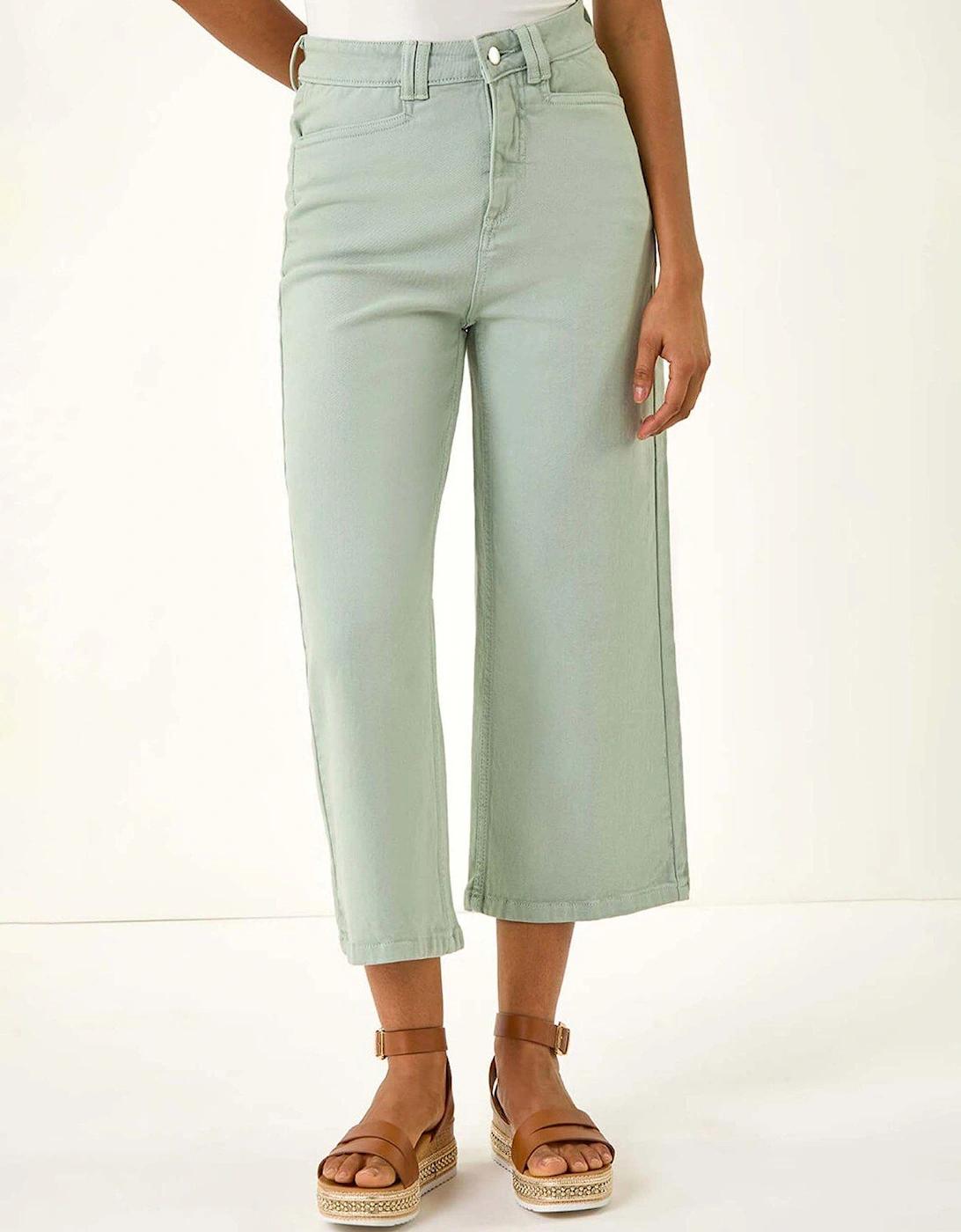 Dusk Denim Pocket Detail Wide Leg Culottes - Green, 2 of 1