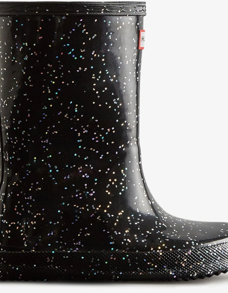 Kids First Giant Glitter Rubber Black Wellington Boots