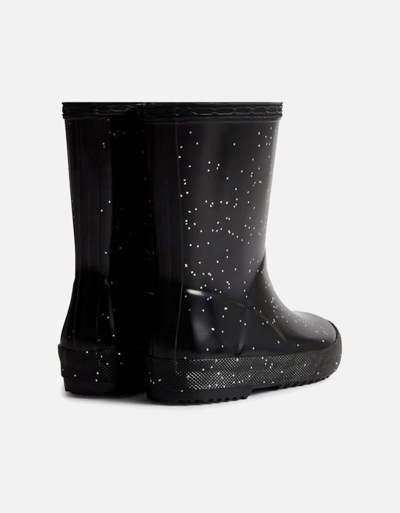 Kids First Giant Glitter Rubber Black Wellington Boots
