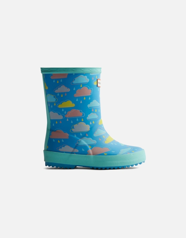Kids Rain Cloud Boot Rubber Blue Rainclouds Wellington Boots