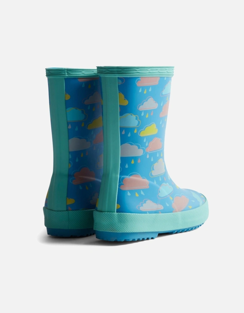 Kids Rain Cloud Boot Rubber Blue Rainclouds Wellington Boots