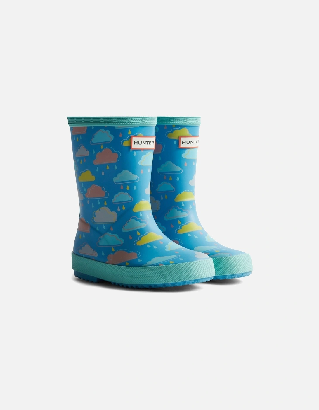Kids Rain Cloud Boot Rubber Blue Rainclouds Wellington Boots, 5 of 4