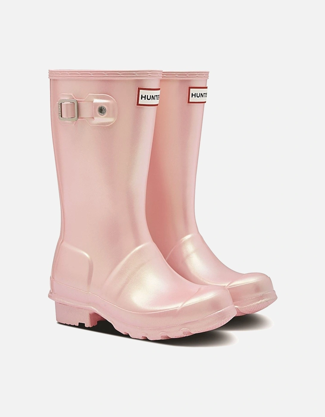 Hunter Unisex Pink Original Nebula Rubber Bella Wellington Boots - : Size 2 Kids