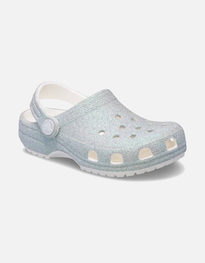 Classic Glitter Clog Thermoplastic White Loafers