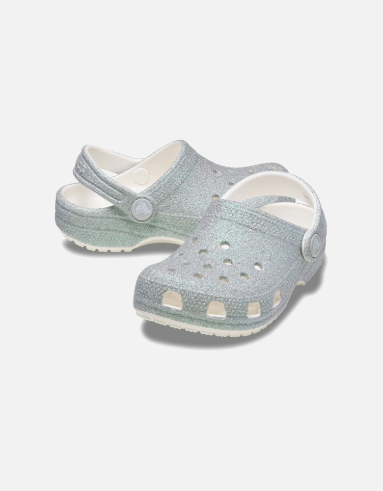 Classic Glitter Clog Thermoplastic White Loafers