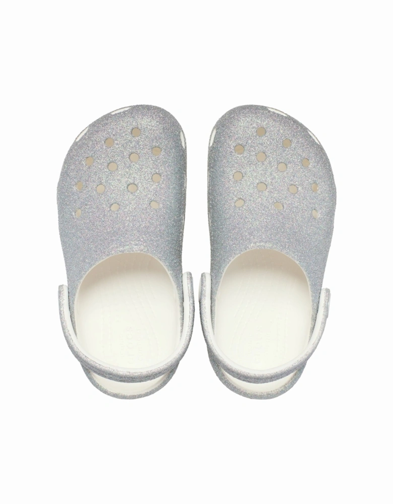 Classic Glitter Clog Thermoplastic White Loafers