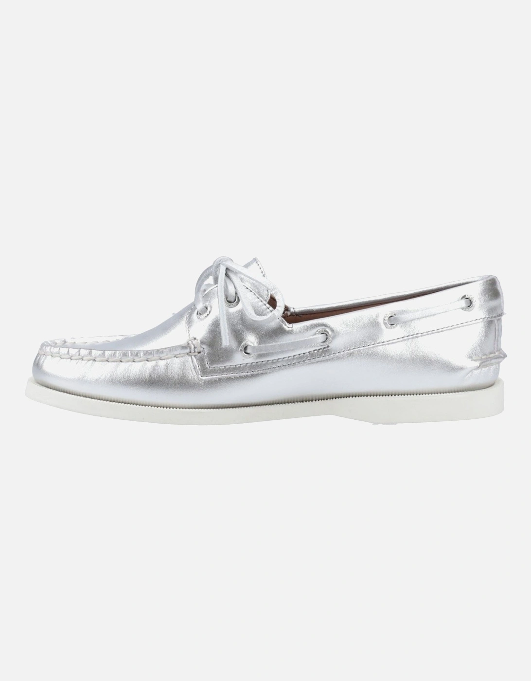 Sperry Authentic 2 Eye Leather Women's Silver Boat Shoes