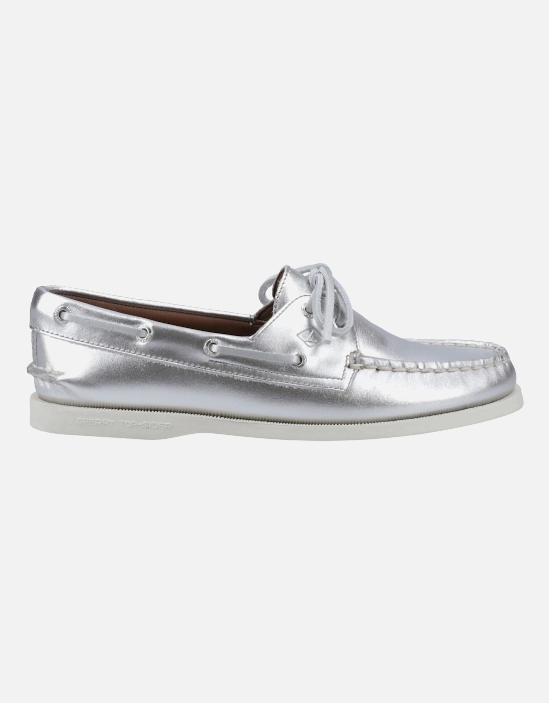 Sperry Authentic 2 Eye Leather Women's Silver Boat Shoes