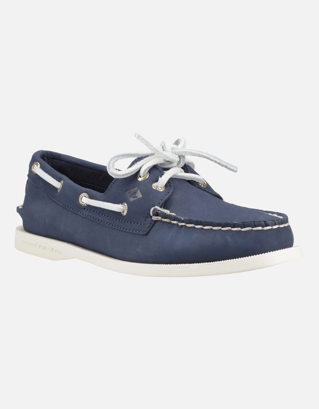 Sperry Authentic 2 Eye Leather Women's Navy Boat Shoes, 7 of 6