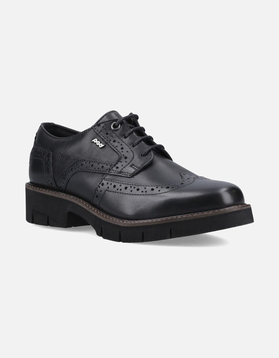 Kacey Leather Women's Black Brogues Shoes, 6 of 5
