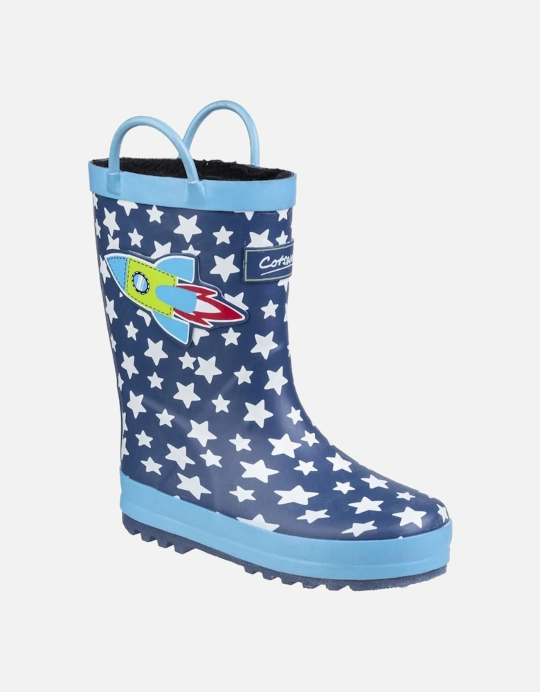 Sprinkle Rubber Dark Blue & White Wellington Boots