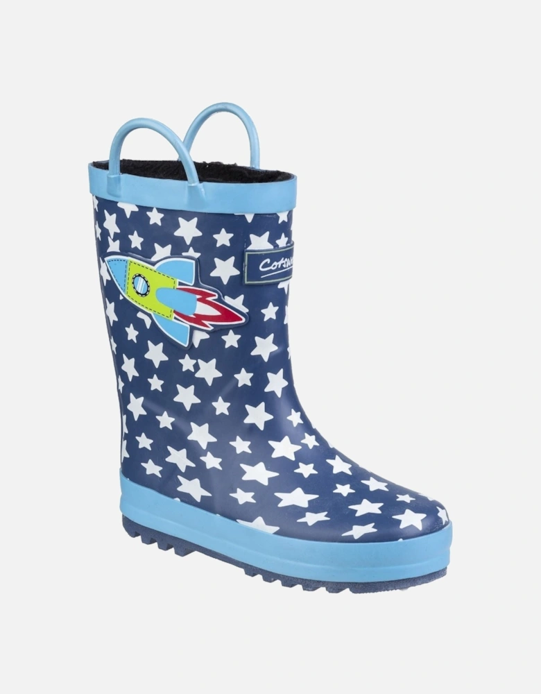 Sprinkle Rubber Dark Blue & White Wellington Boots