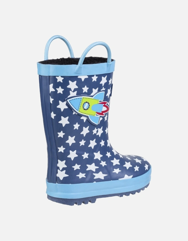 Sprinkle Rubber Dark Blue & White Wellington Boots